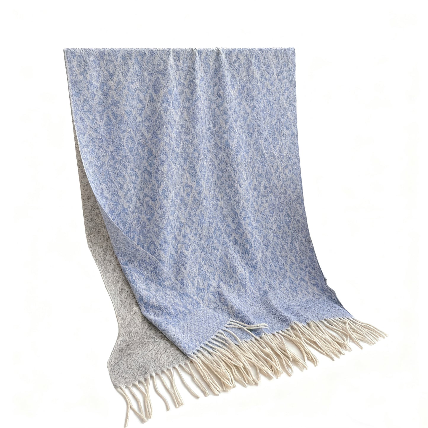 Reversible Cashmere-Feel Scarf with Fringe Tassel Trim 78.5¡Á26 Inches