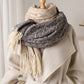Reversible Cashmere-Feel Scarf with Fringe Tassel Trim 78.5¡Á26 Inches