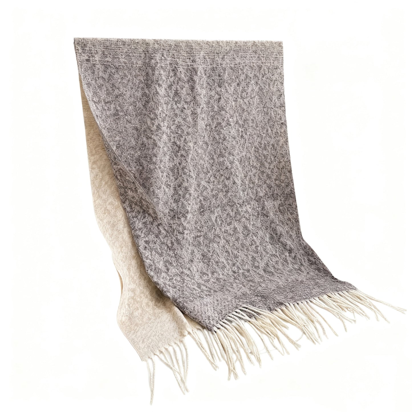 Reversible Cashmere-Feel Scarf with Fringe Tassel Trim 78.5¡Á26 Inches