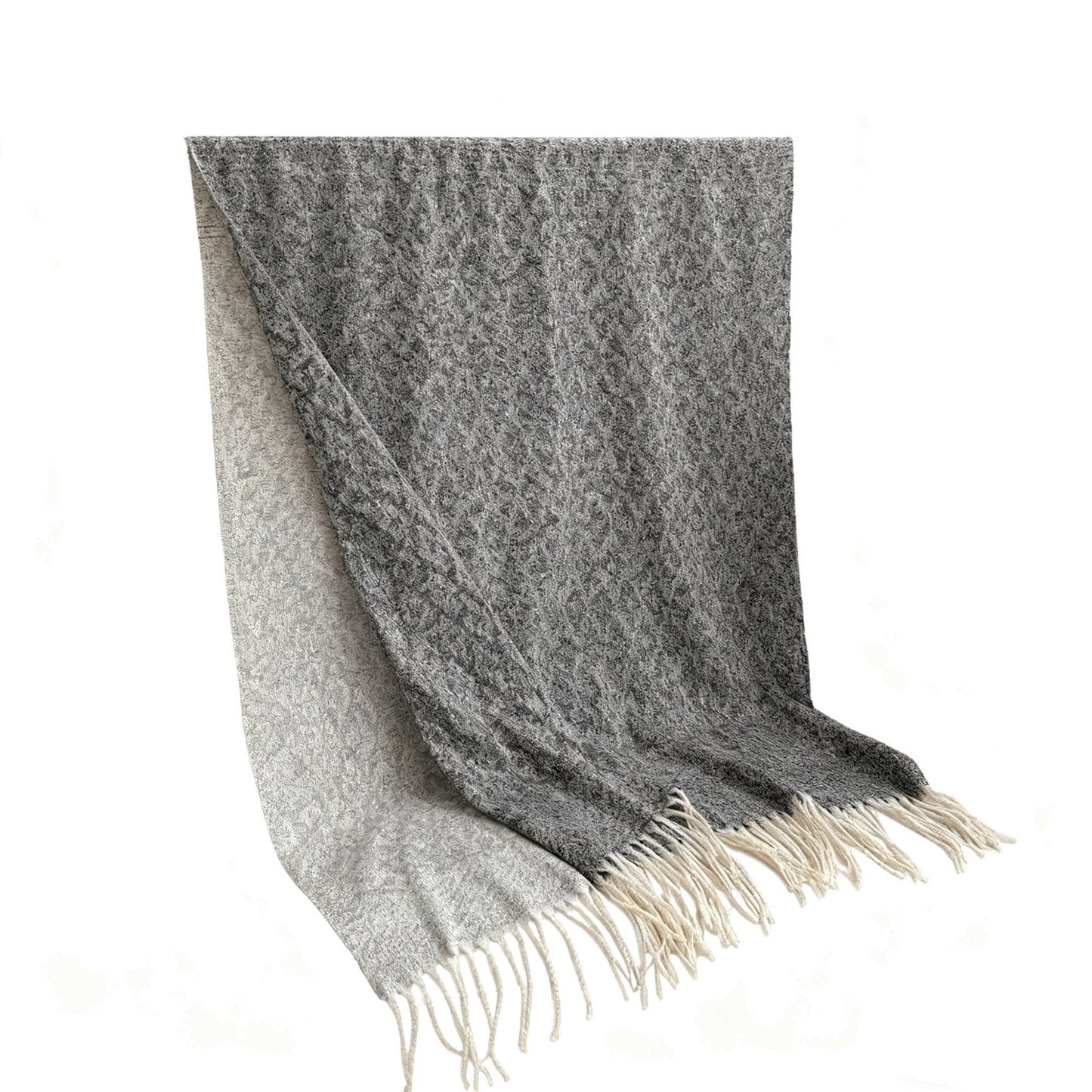 Reversible Cashmere-Feel Scarf with Fringe Tassel Trim 78.5¡Á26 Inches