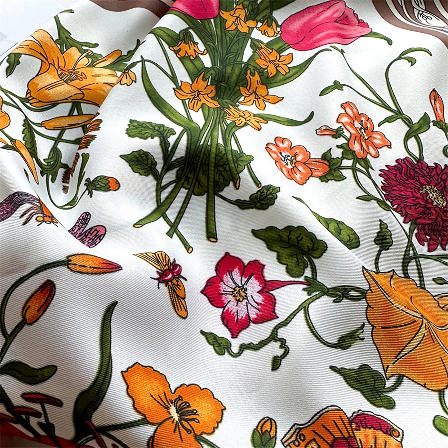 Floral Print Twill Woven Square Scarf 35.4¡Á35.4 Inches