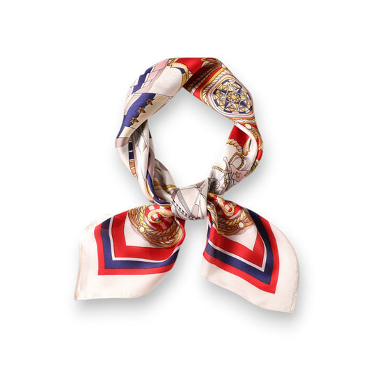 Sailboat Print Satin Square Scarf 27.5¡Á27.5 Inches
