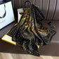 Long Satin Scarf with Gold Peacock Feather Print 70.8¡Á31.5 Inches
