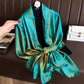 Long Satin Scarf with Gold Peacock Feather Print 70.8¡Á31.5 Inches