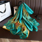 Long Satin Scarf with Gold Peacock Feather Print 70.8¡Á31.5 Inches