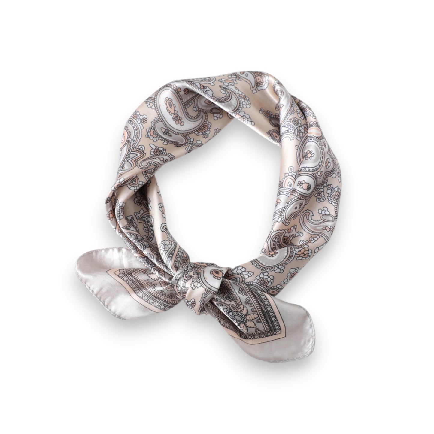 Satin Square Scarf with Classic Paisley Print 23.6¡Á23.6 Inches