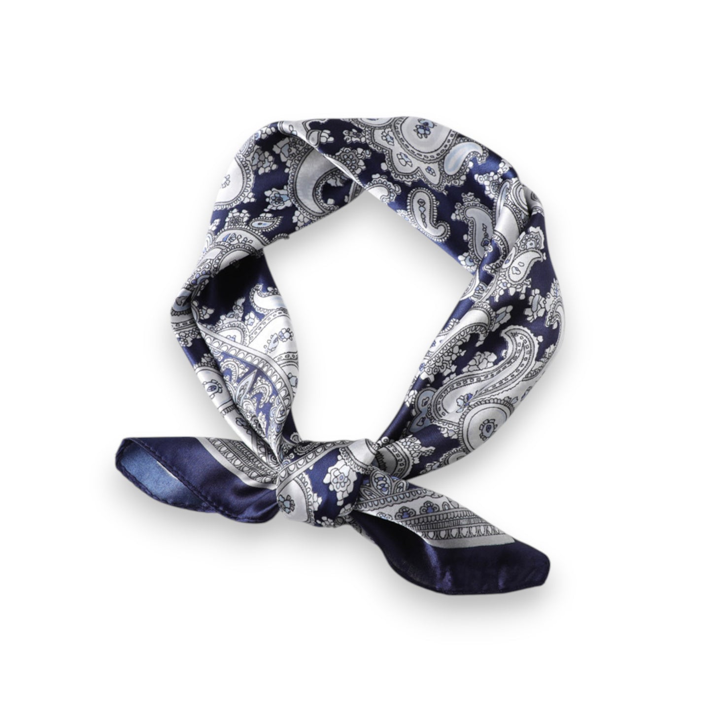 Satin Square Scarf with Classic Paisley Print 23.6¡Á23.6 Inches
