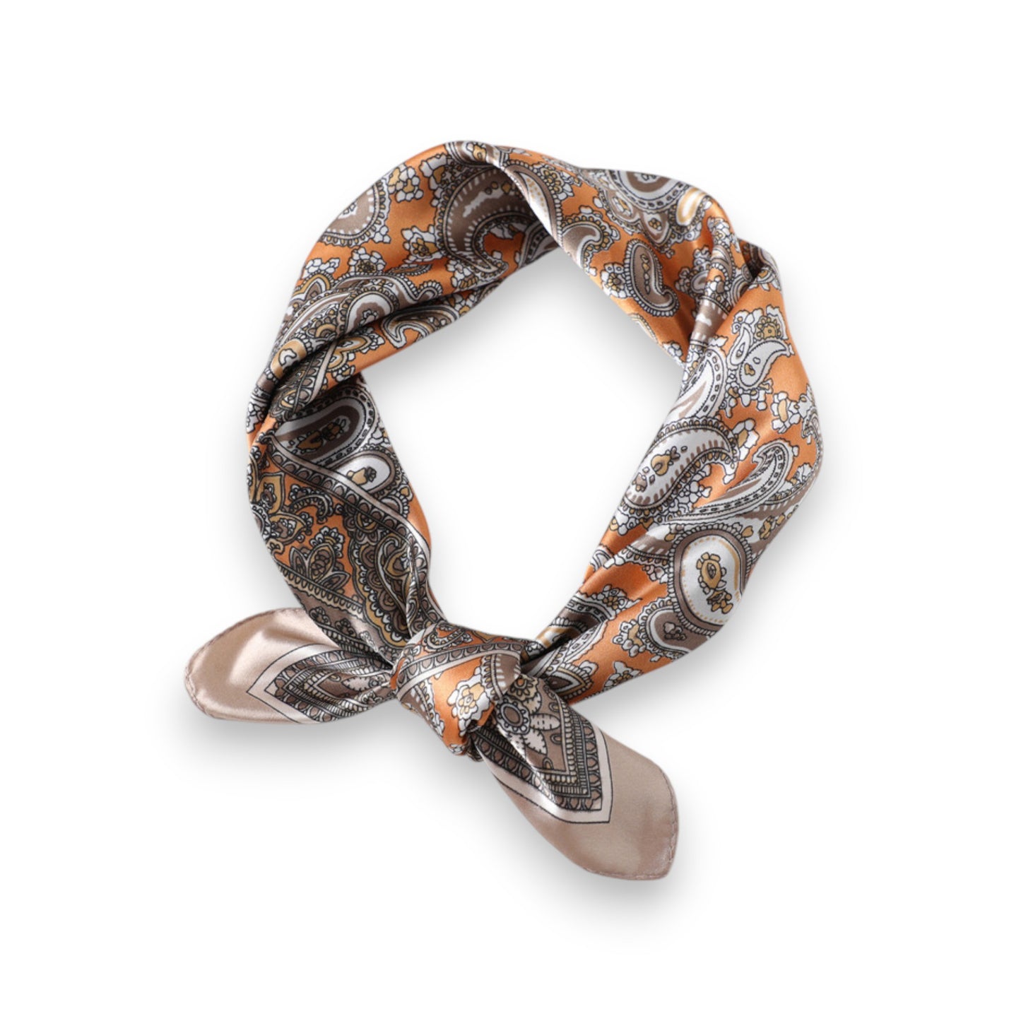 Satin Square Scarf with Classic Paisley Print 23.6¡Á23.6 Inches