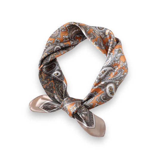 Satin Square Scarf with Classic Paisley Print 23.6¡Á23.6 Inches