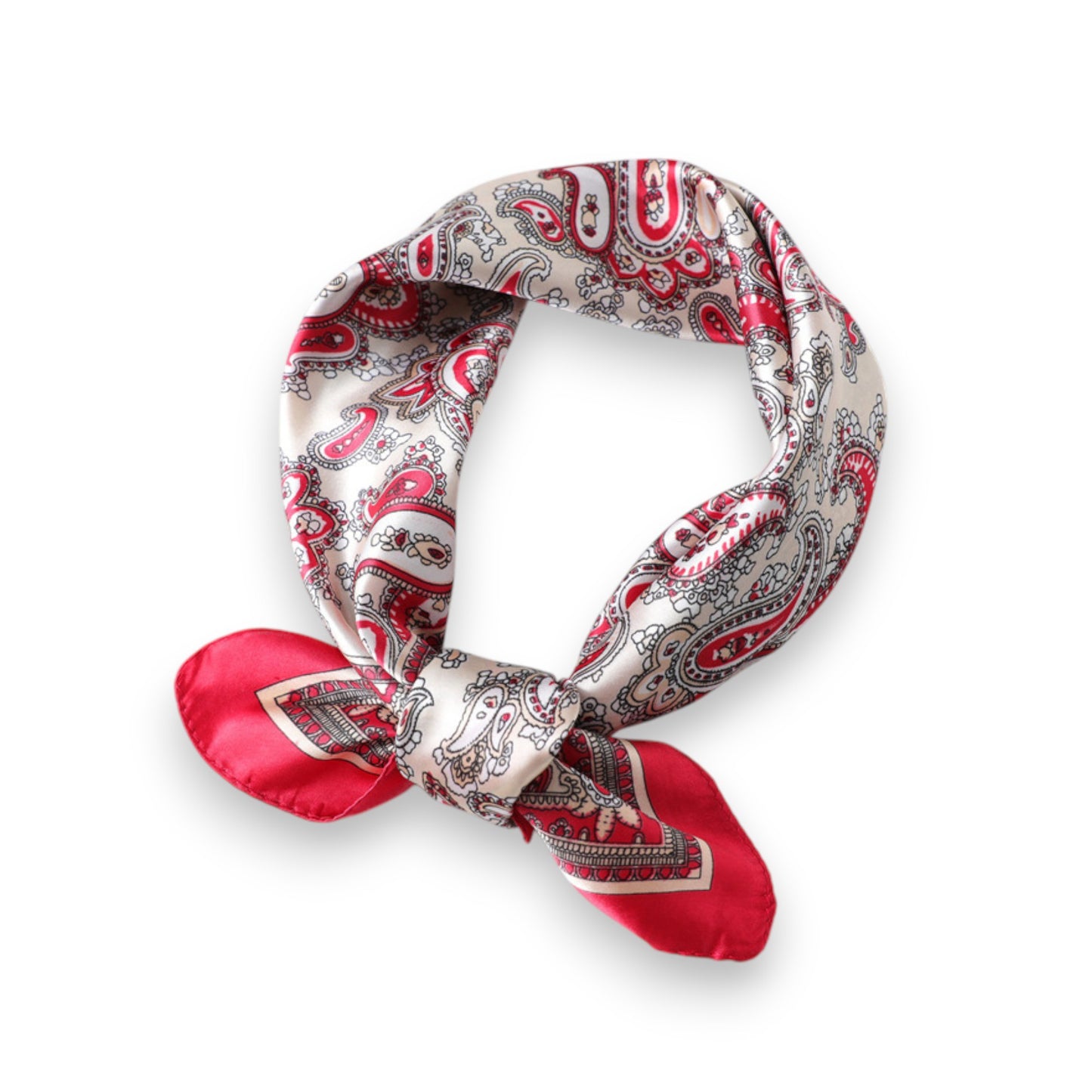 Satin Square Scarf with Classic Paisley Print 23.6¡Á23.6 Inches