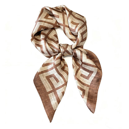 Satin Square Scarf with Geometric Pattern Design 27.5¡Á27.5 Inches