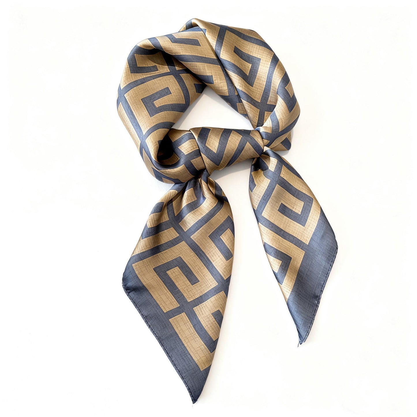 Satin Square Scarf with Geometric Pattern Design 27.5¡Á27.5 Inches