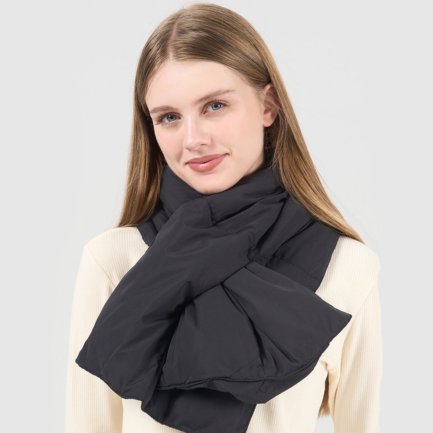 Puffer Style Soft Quilted Scarf with Plush Lightweight Padding and Smooth Modern Texture Designed for Warm Comfortable Layering