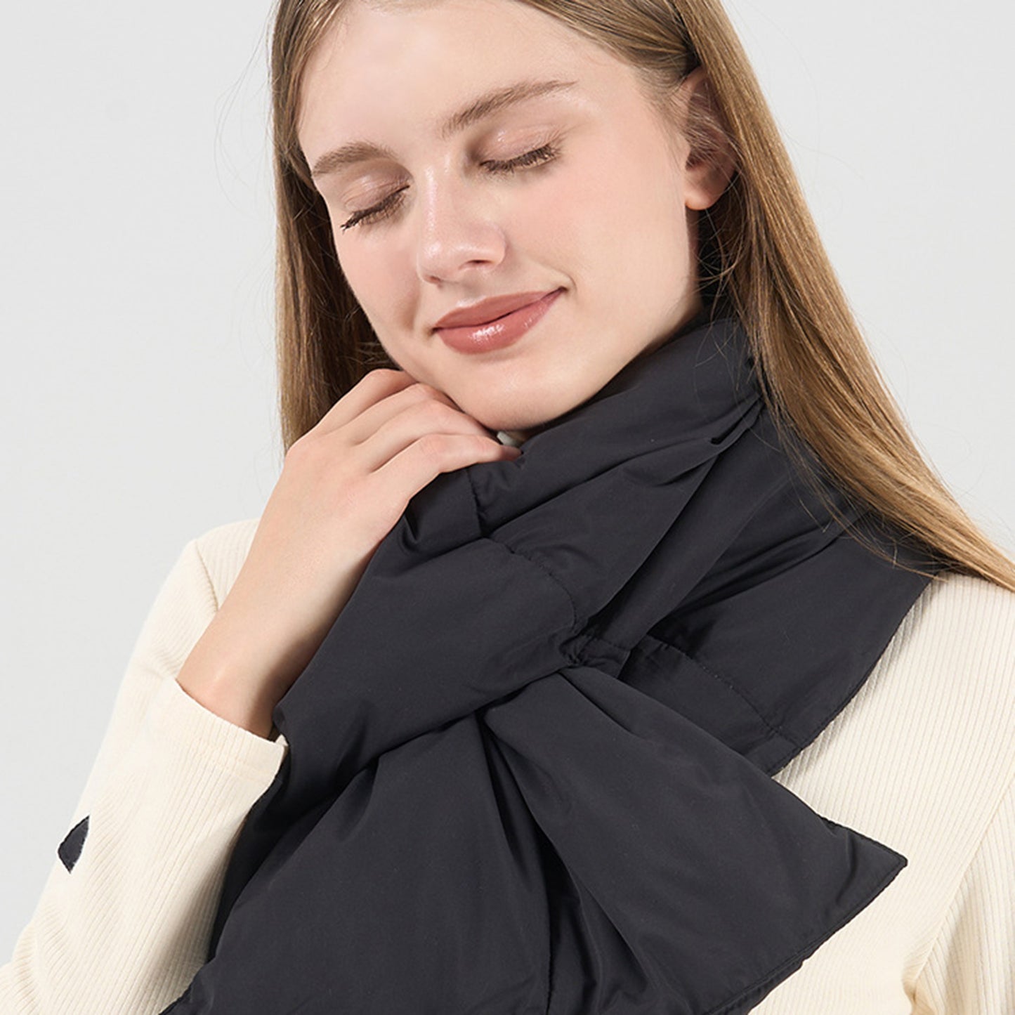 Puffer Style Soft Quilted Scarf with Plush Lightweight Padding and Smooth Modern Texture Designed for Warm Comfortable Layering