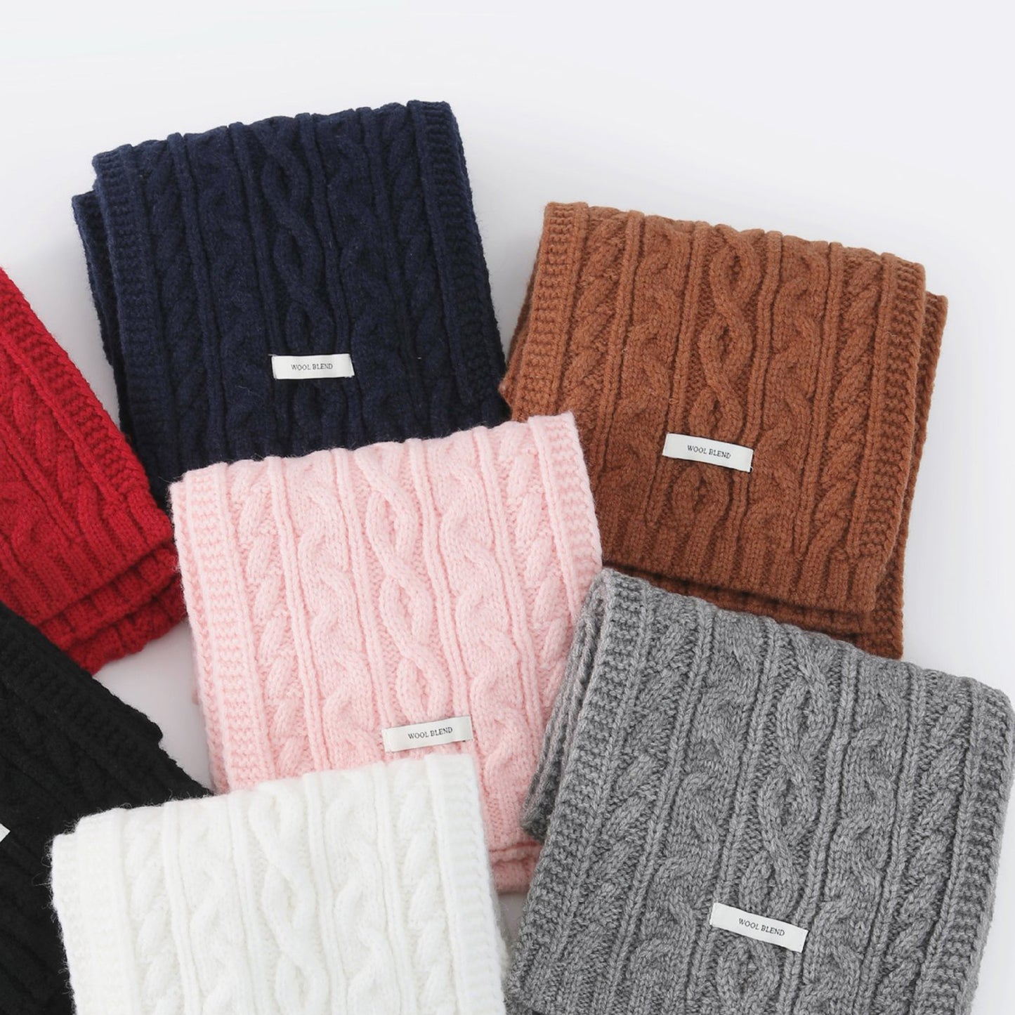 Cable Knit Scarf with Soft Textured Wool-Blend Yarn and Classic Ribbed Edges for Warm Comfortable Layering in a Cozy Finish