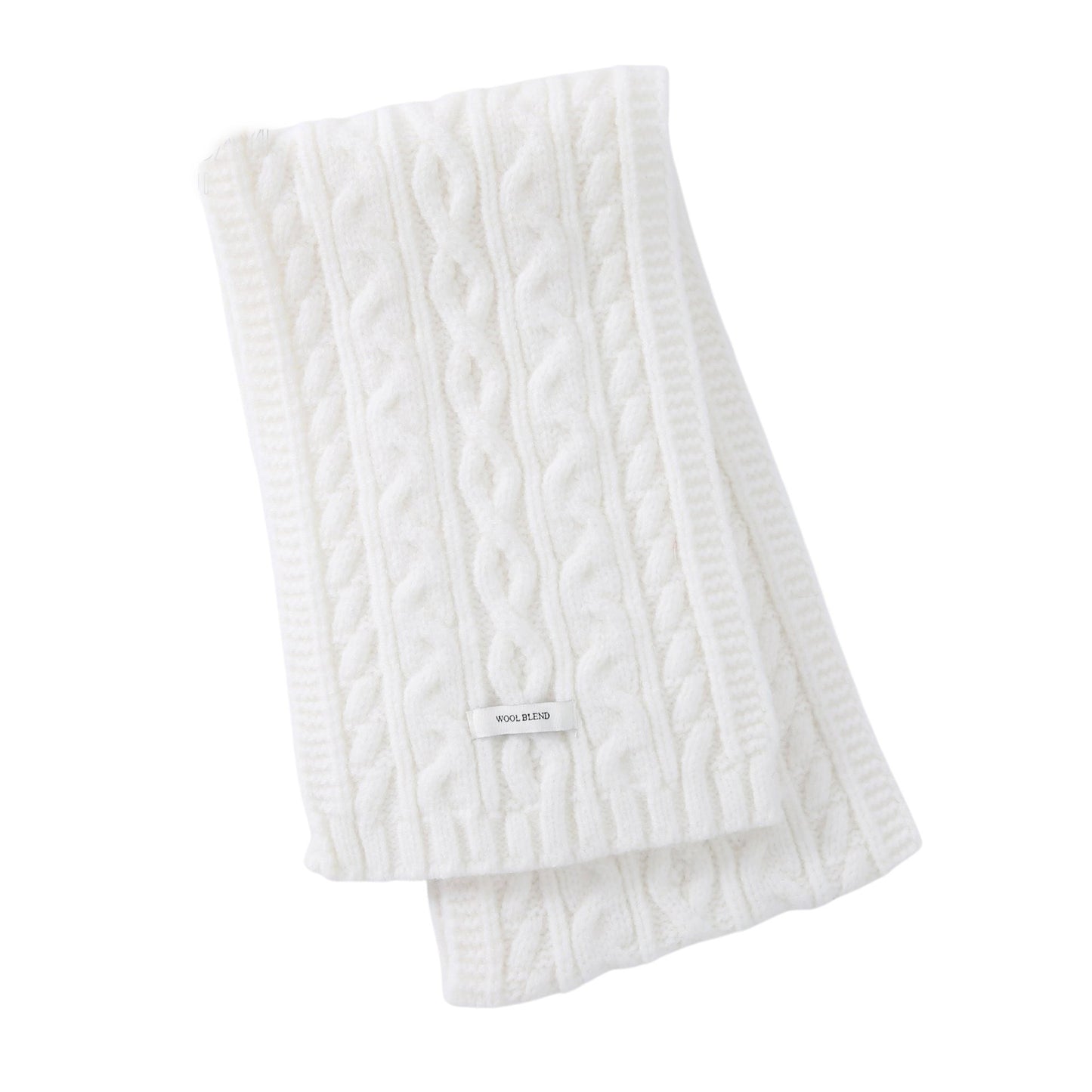 Cable Knit Scarf with Soft Textured Wool-Blend Yarn and Classic Ribbed Edges for Warm Comfortable Layering in a Cozy Finish