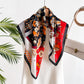 Floral Print Satin Scarf with Elegant Design 27.5¡Á27.5 Inches