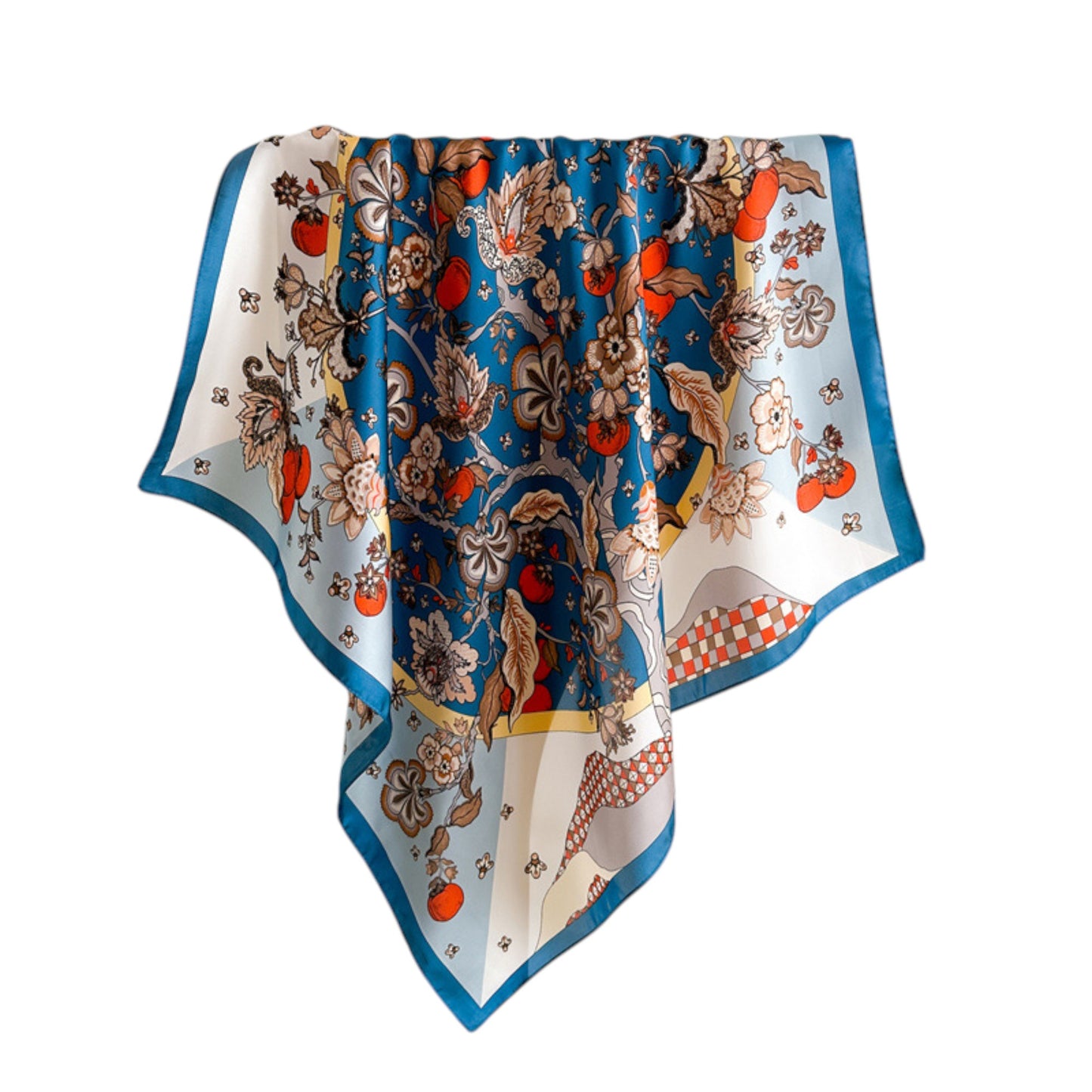 Floral Print Satin Scarf with Elegant Design 27.5¡Á27.5 Inches