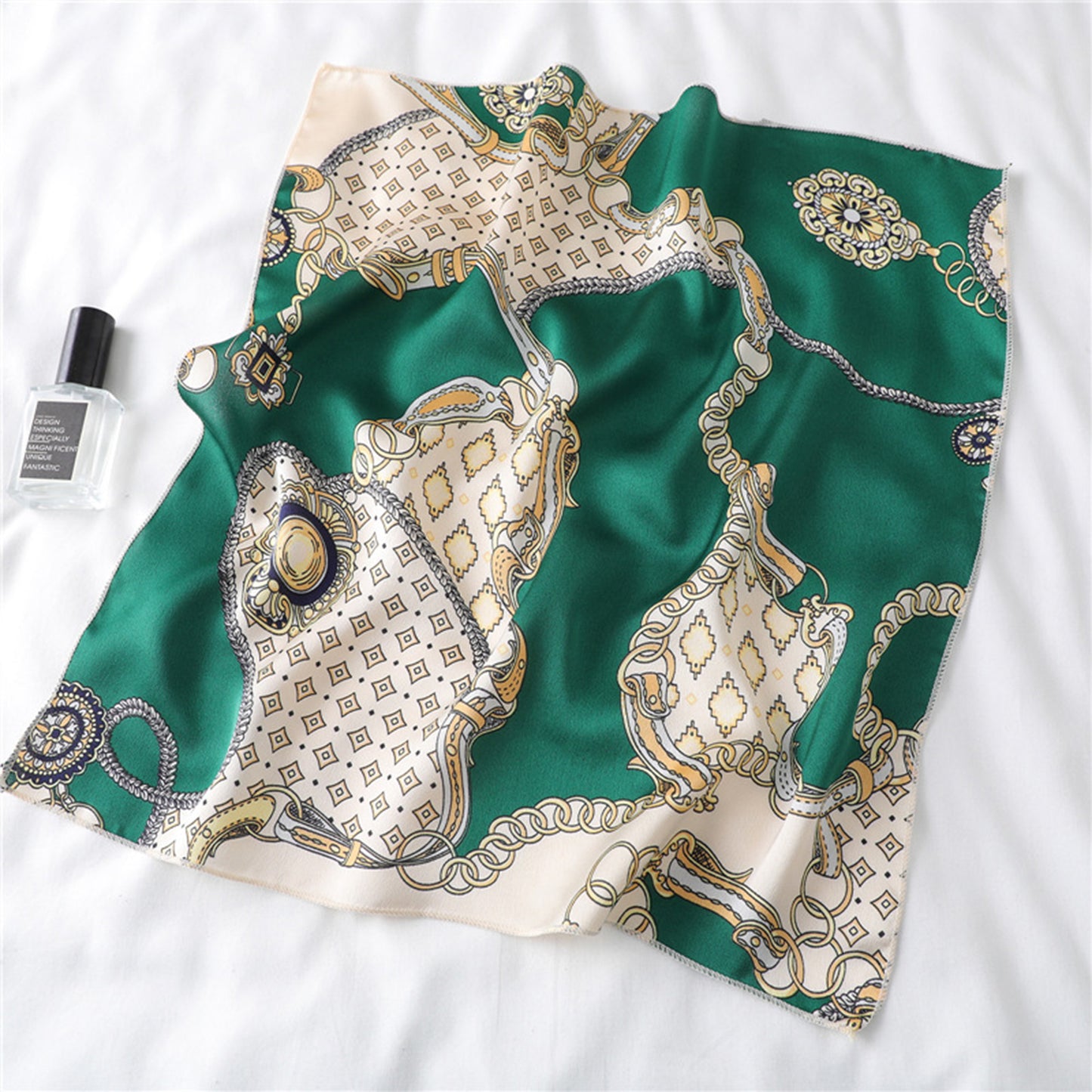 Baroque Print Satin Scarf with Glossy Finish 20¡Á20 Inches