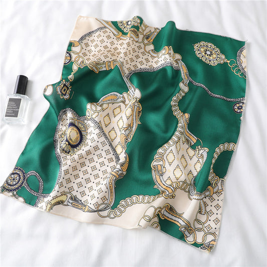 Baroque Print Satin Scarf with Glossy Finish 20¡Á20 Inches