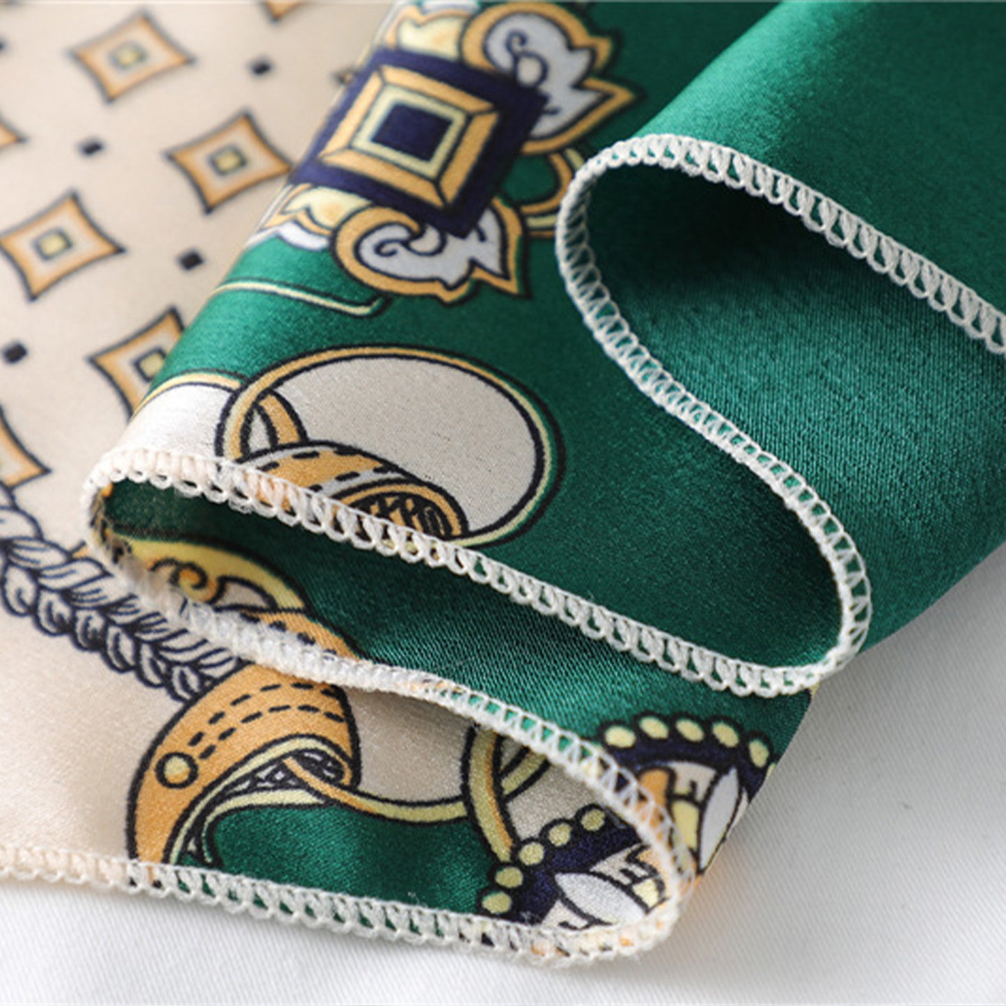 Baroque Print Satin Scarf with Glossy Finish 20¡Á20 Inches