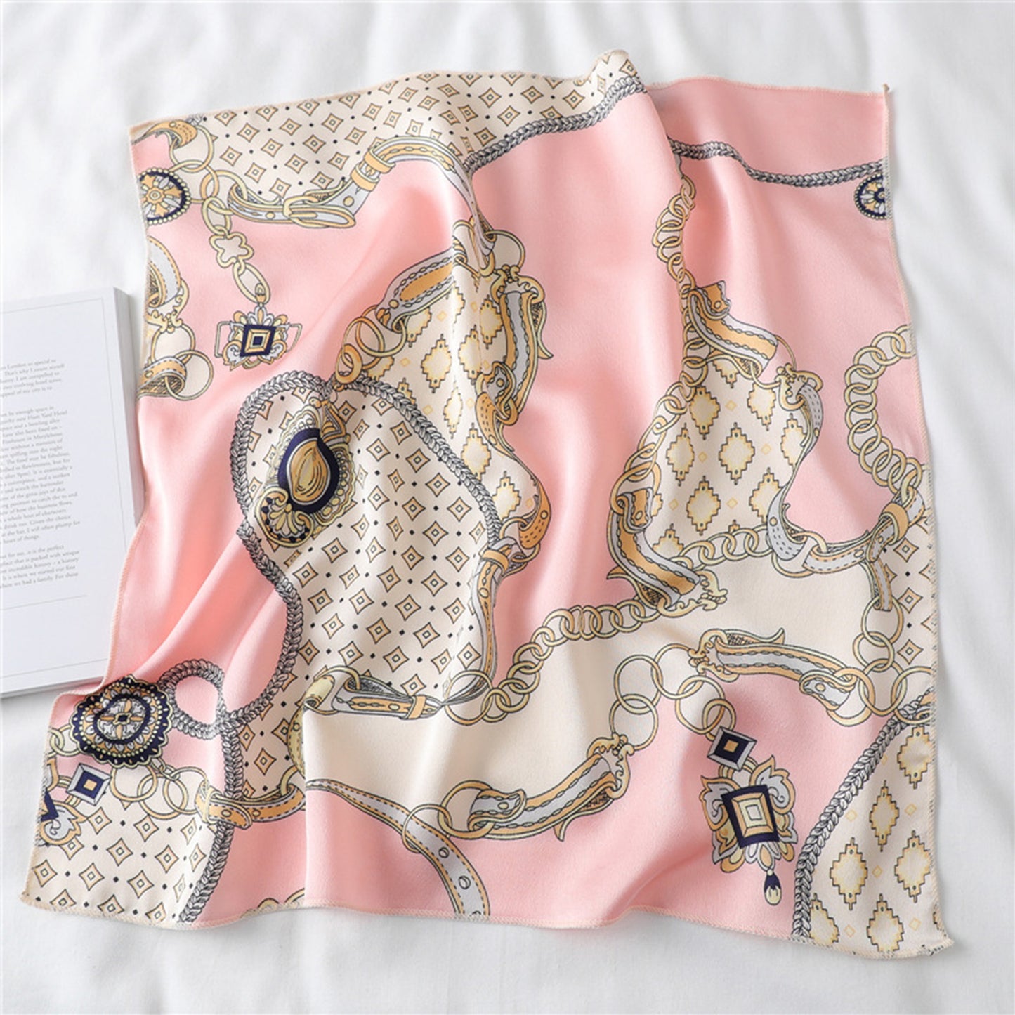 Baroque Print Satin Scarf with Glossy Finish 20¡Á20 Inches