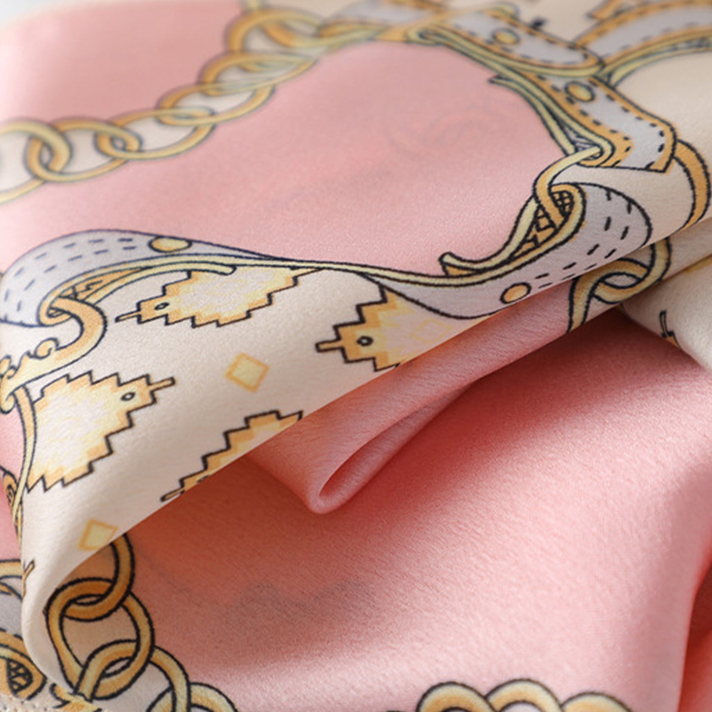 Baroque Print Satin Scarf with Glossy Finish 20¡Á20 Inches