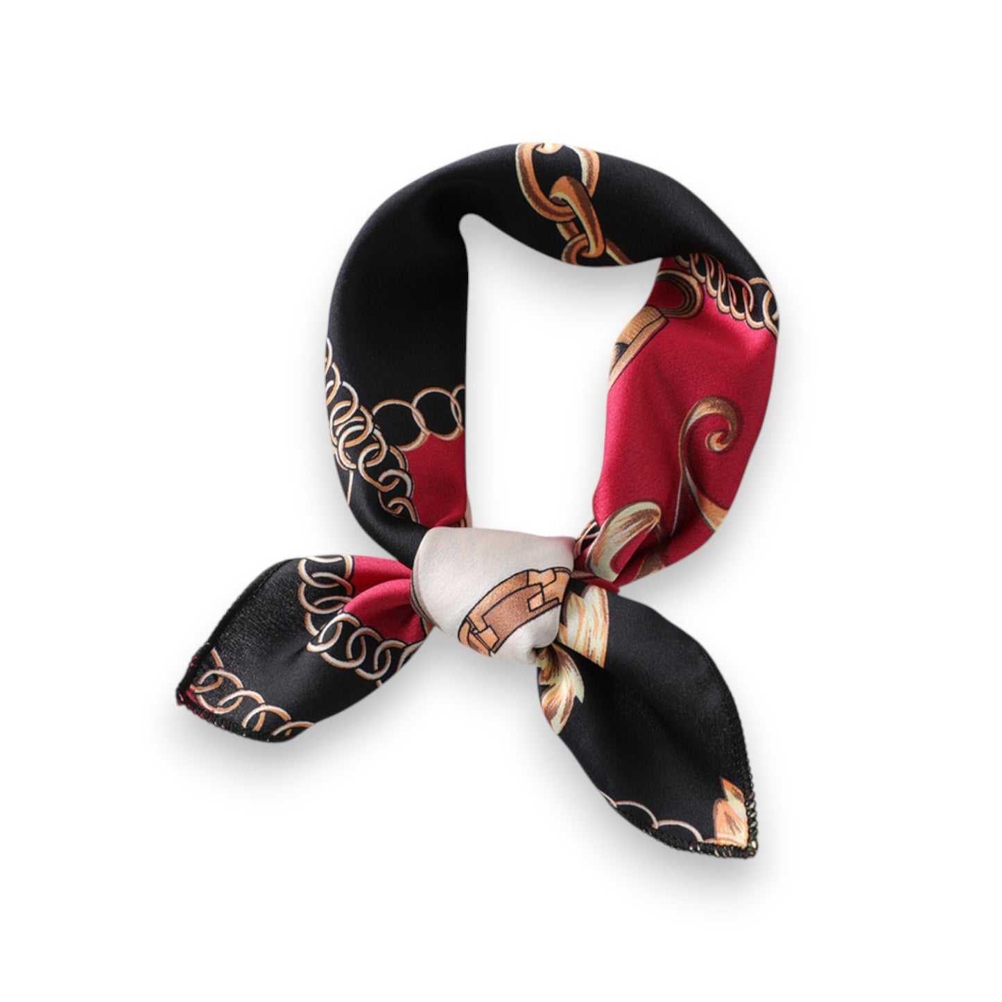 Chain Print Satin Scarf with Luxury Inspired Design 20¡Á20 Inches