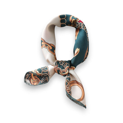 Chain Print Satin Scarf with Luxury Inspired Design 20¡Á20 Inches
