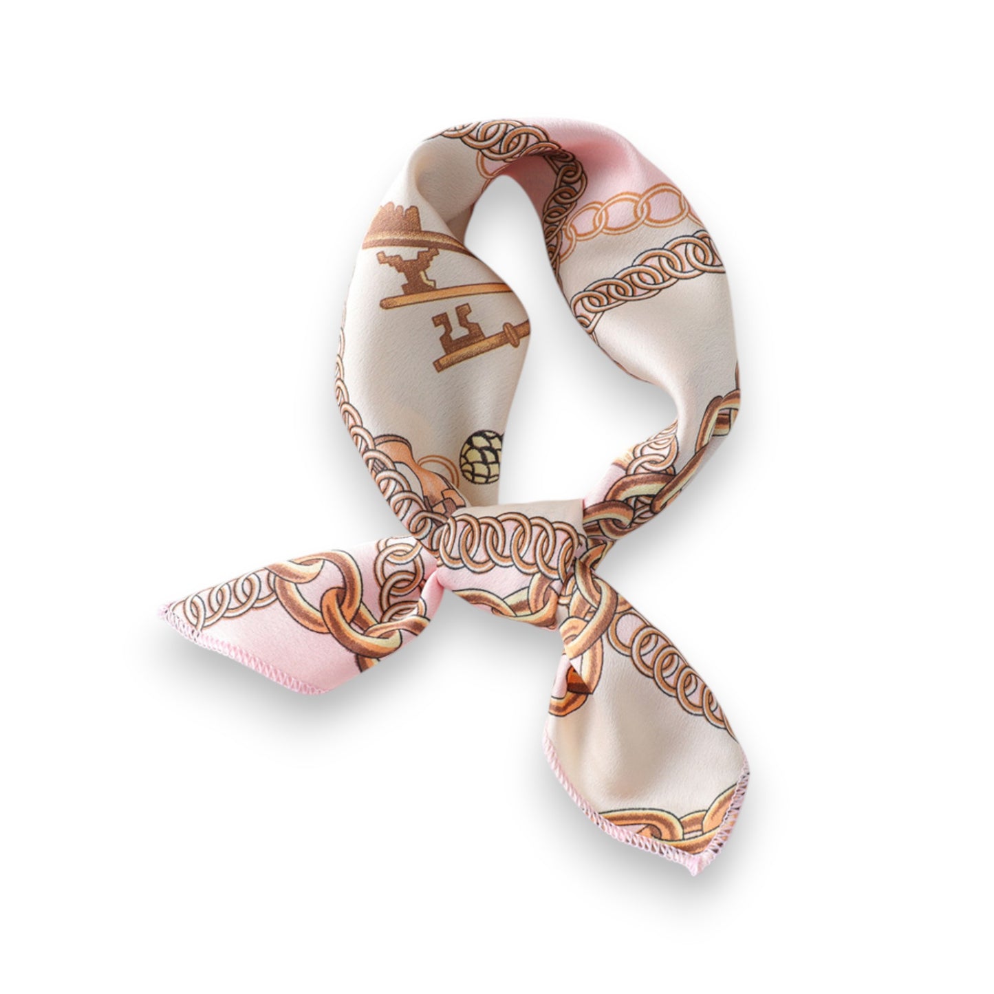 Chain Print Satin Scarf with Luxury Inspired Design 20¡Á20 Inches