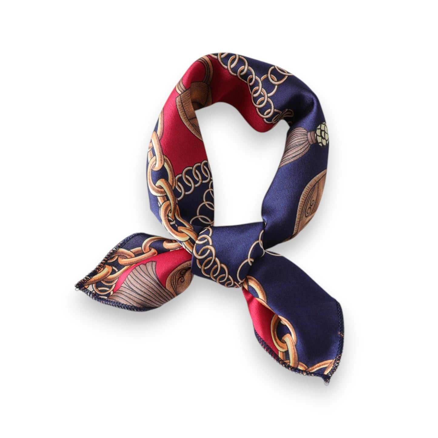 Chain Print Satin Scarf with Luxury Inspired Design 20¡Á20 Inches