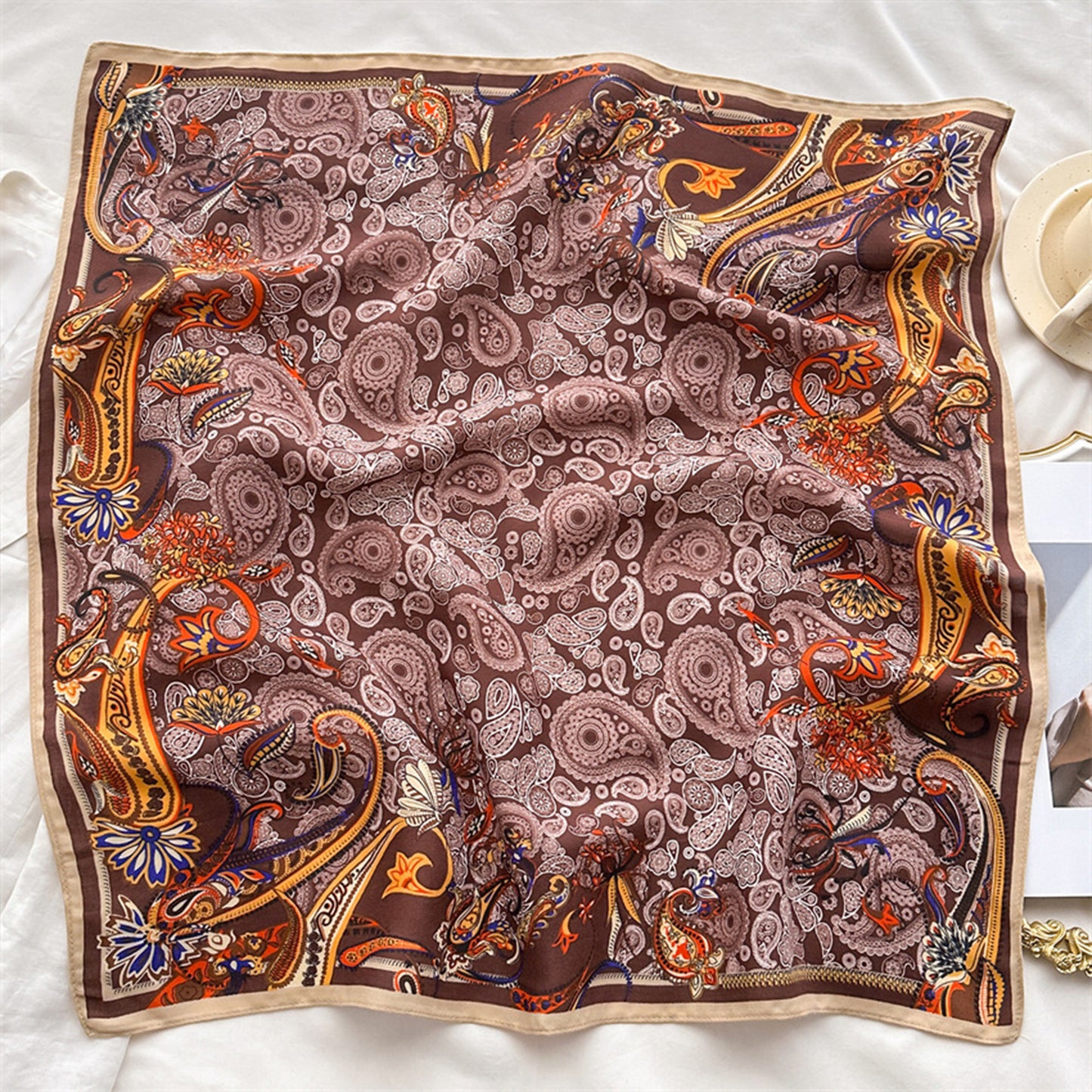 Paisley Print Scarf with Classic Bohemian Design 27¡Á27 Inches