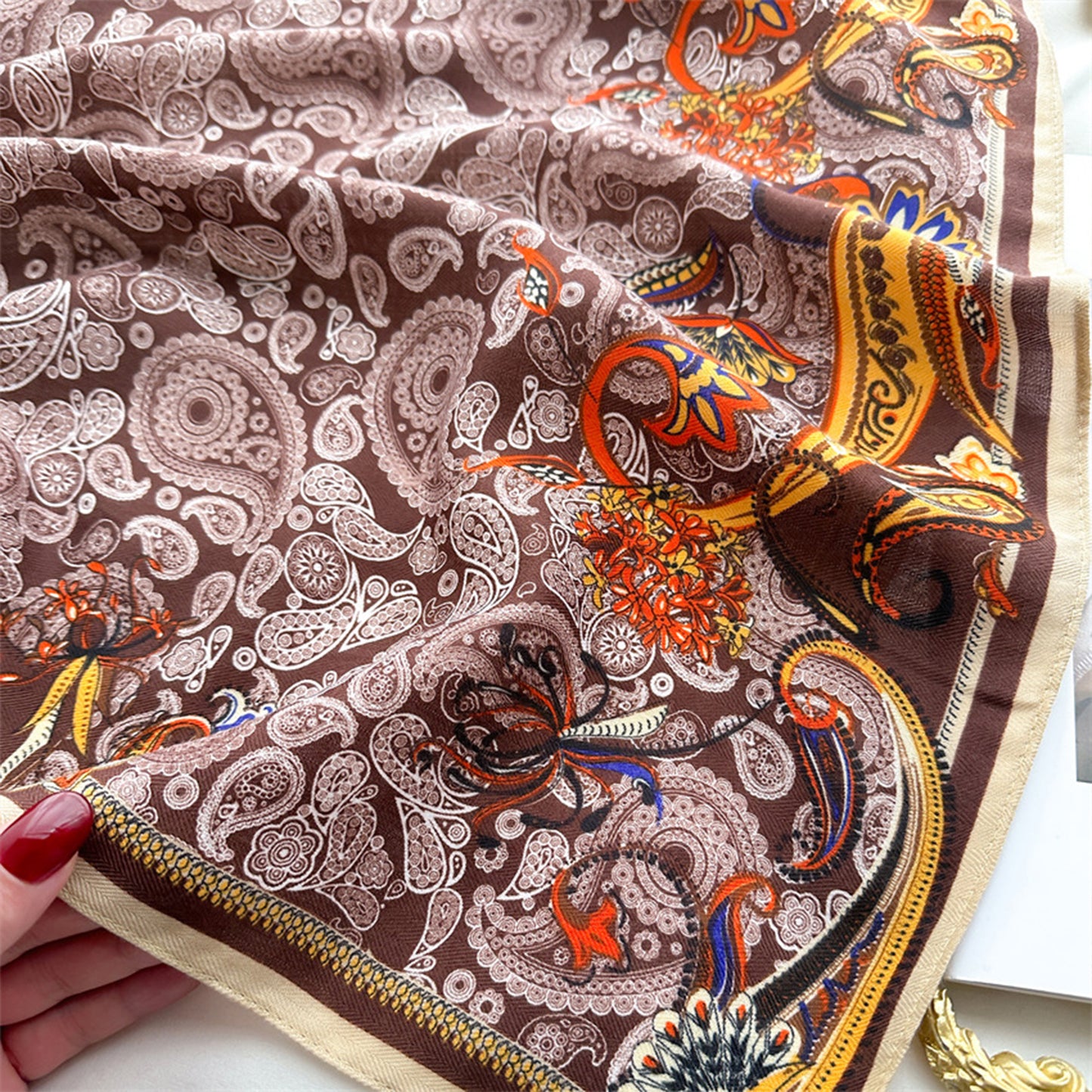 Paisley Print Scarf with Classic Bohemian Design 27¡Á27 Inches