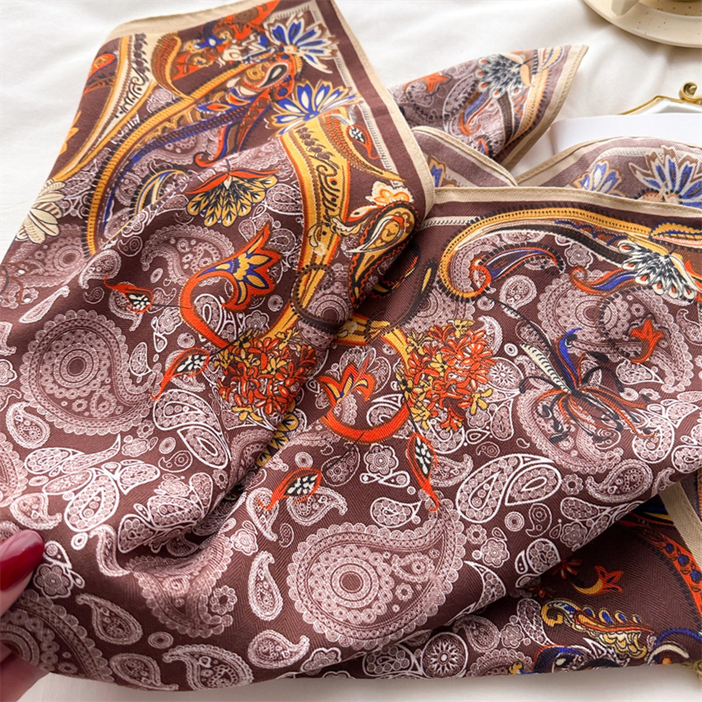 Paisley Print Scarf with Classic Bohemian Design 27¡Á27 Inches