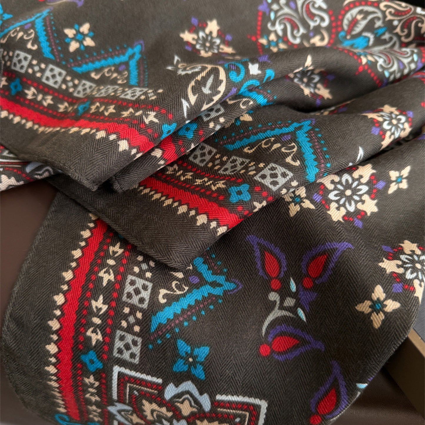 Vintage Paisley Print Cotton Feel Scarf 27¡Á27 Inches