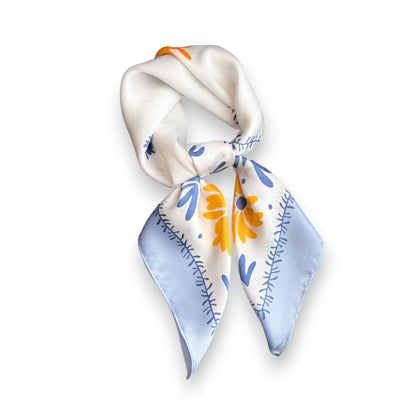 Cute Scarf with Floral Print and Soft Glossy Finish 27¡Á27 Inches