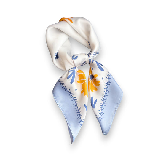Cute Scarf with Floral Print and Soft Glossy Finish 27¡Á27 Inches