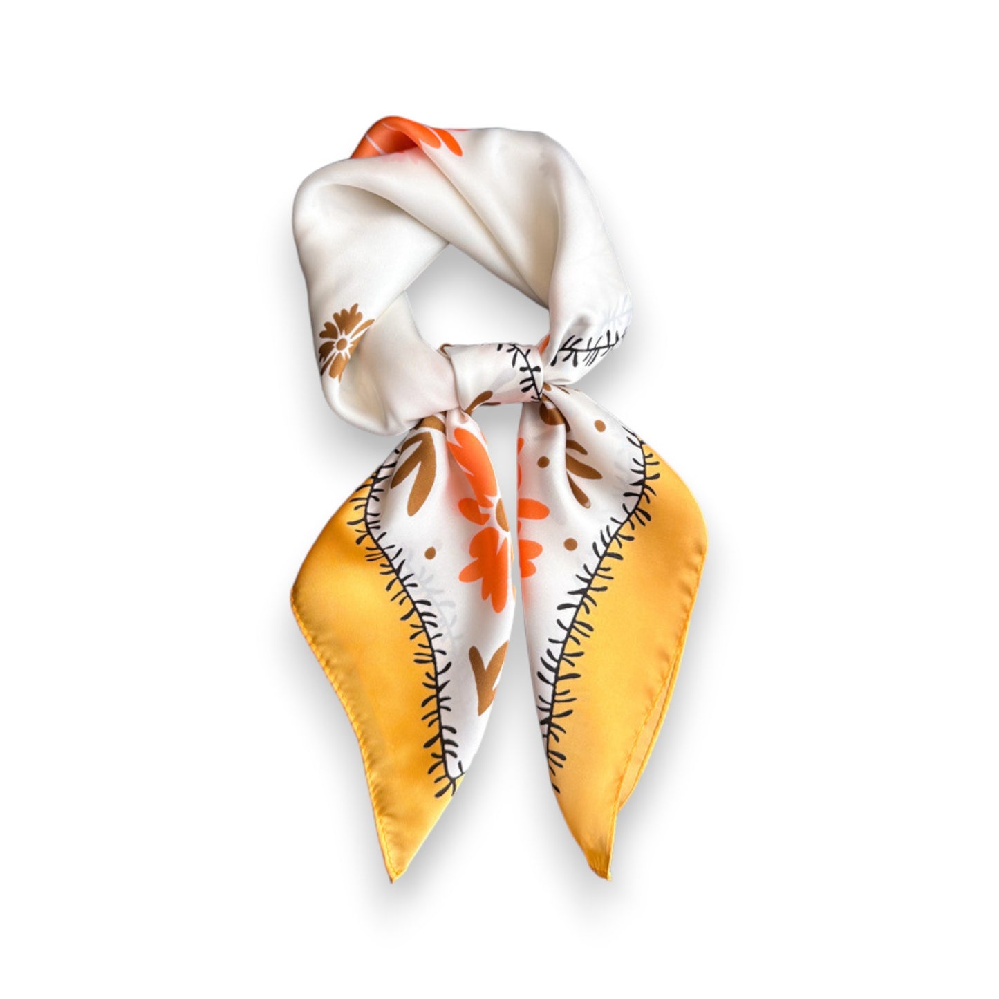 Cute Scarf with Floral Print and Soft Glossy Finish 27¡Á27 Inches