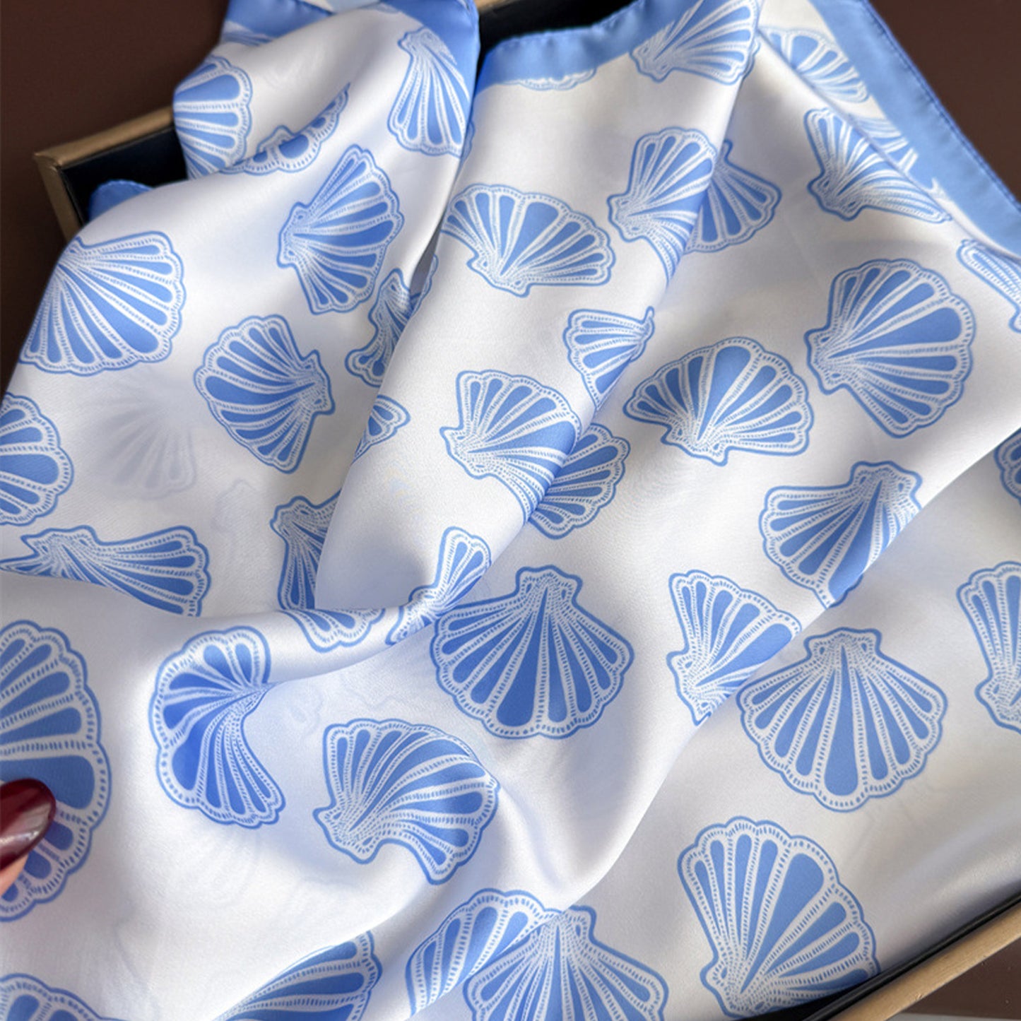 Luxury Satin Shell Print Scarf for Various Occasion 27¡Á27 Inches