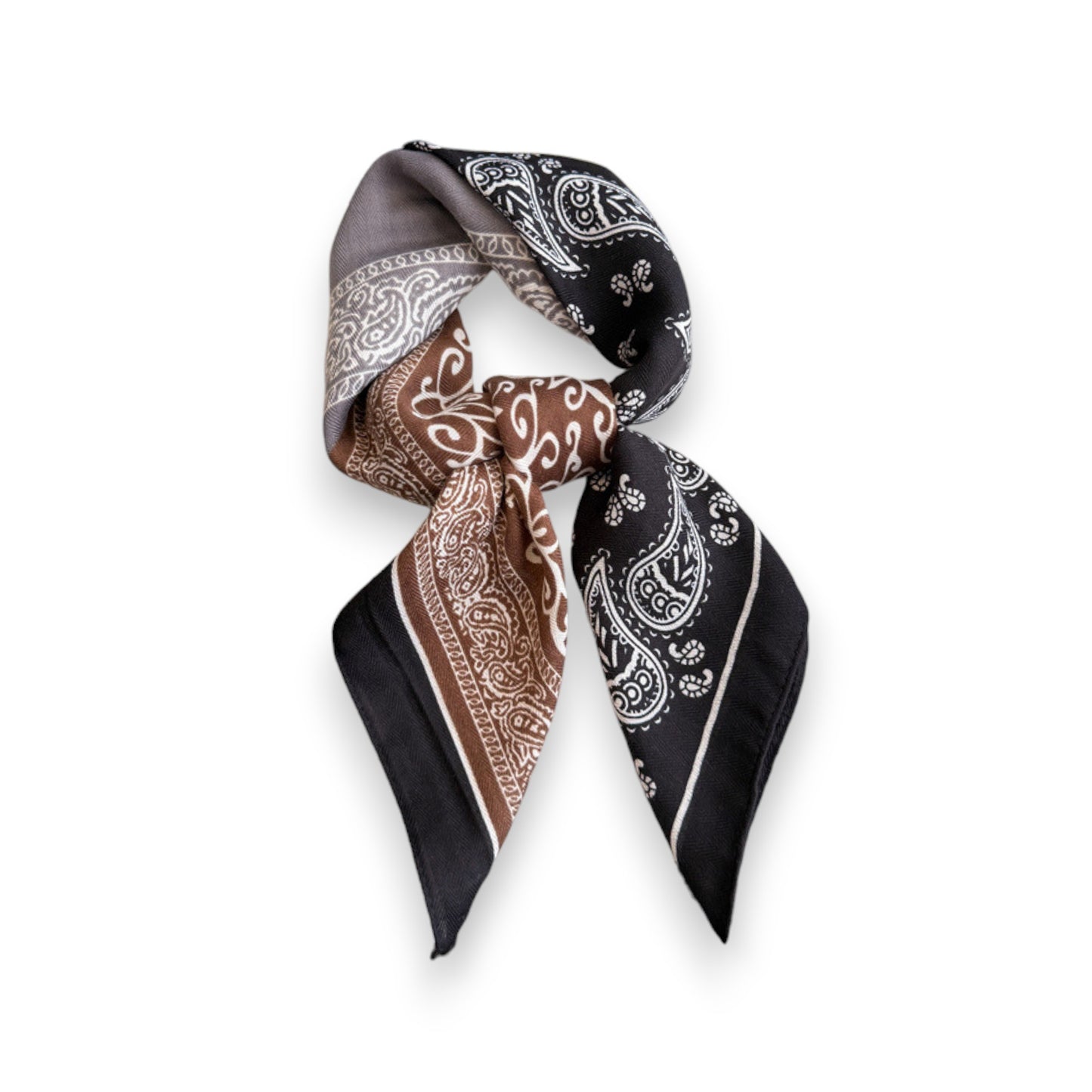 Faux Velvet Scarf with Multi-Tone Bandana Patchwork Print 27¡Á27 Inches