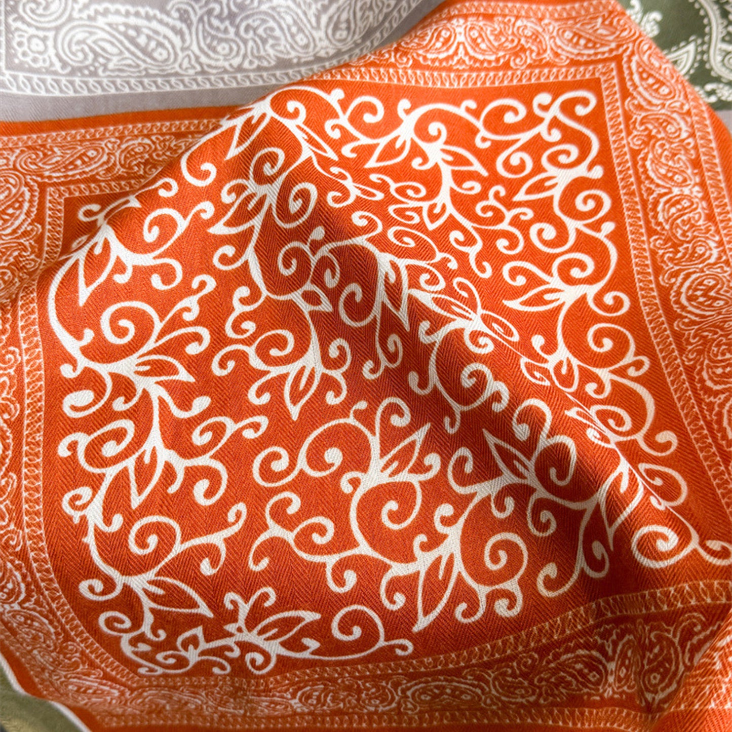 Faux Velvet Scarf with Multi-Tone Bandana Patchwork Print 27¡Á27 Inches