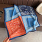 Faux Velvet Scarf with Multi-Tone Bandana Patchwork Print 27¡Á27 Inches