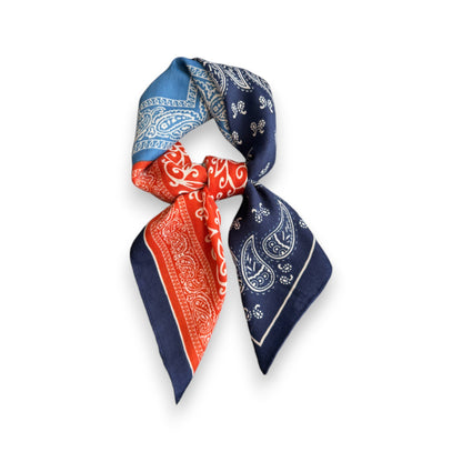 Faux Velvet Scarf with Multi-Tone Bandana Patchwork Print 27¡Á27 Inches