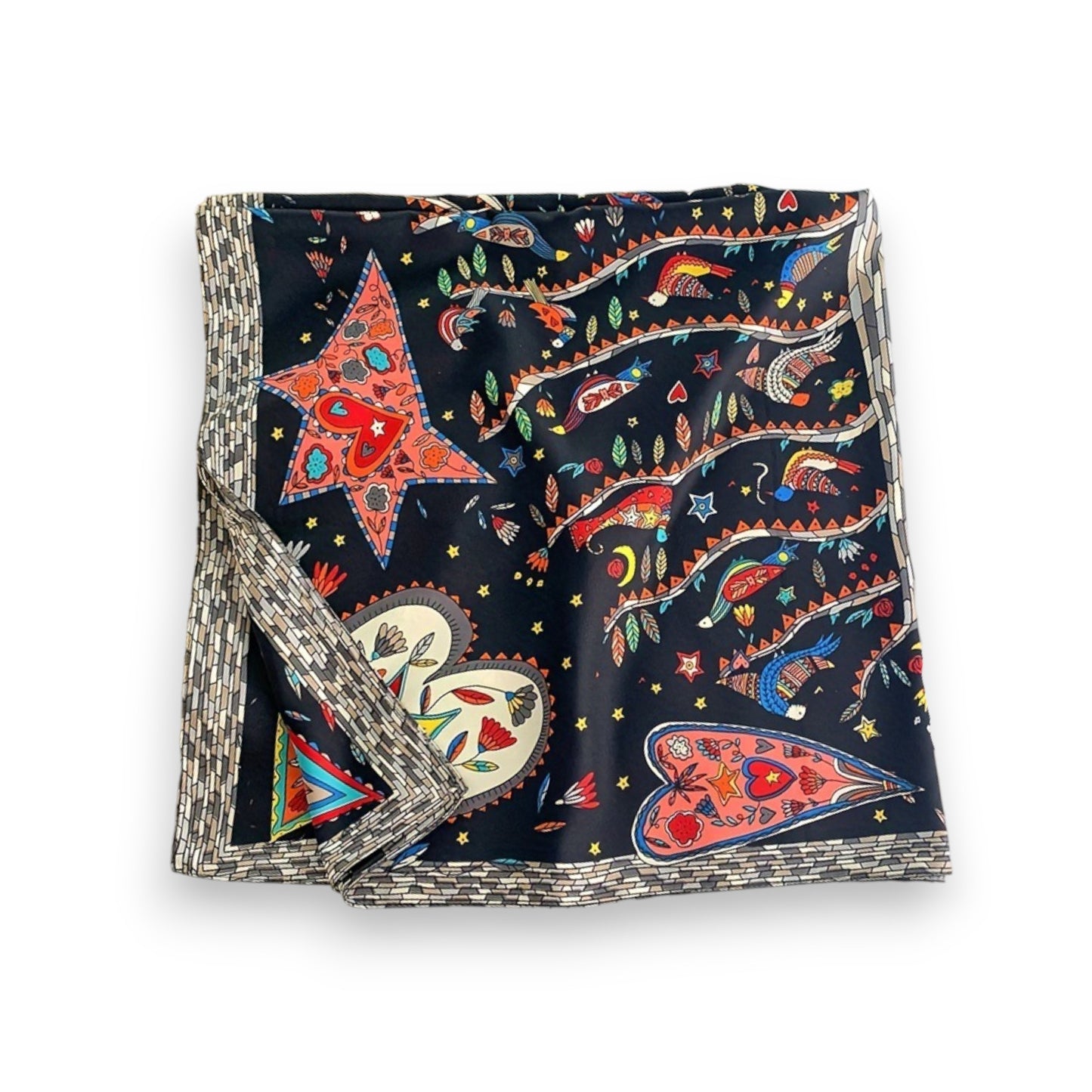 Vibrant Scarf with Whimsical Bohemian Print and Artistic Pattern 35.5¡Á35.5 Inches