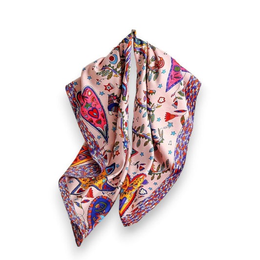 Vibrant Scarf with Whimsical Bohemian Print and Artistic Pattern 35.5¡Á35.5 Inches