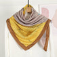 Colorblock Floral Satin Square Scarf with Modern Line Art Design 43.5x43.5in