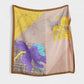 Colorblock Floral Satin Square Scarf with Modern Line Art Design 43.5x43.5in
