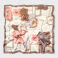 Satin Square Scarf with Baroque Frame and Chain Print 35.5x35.5in