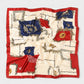 Satin Square Scarf with Baroque Frame and Chain Print 35.5x35.5in