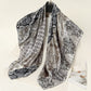 Paisley Print Satin Square Scarf with Dual-Tone Design 35.5x35.5in